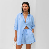 Conjunto Feminino Linho Short e Blusa Verano
